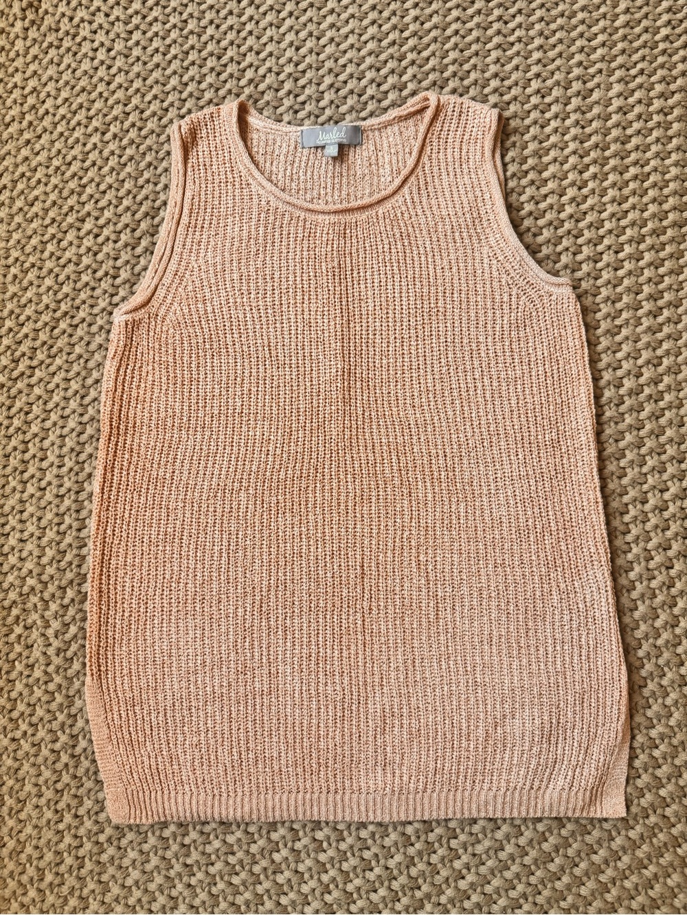 Marled by Reunited Clothing Sleeveless Knit Top in Salmon Orange/Pink Size Small